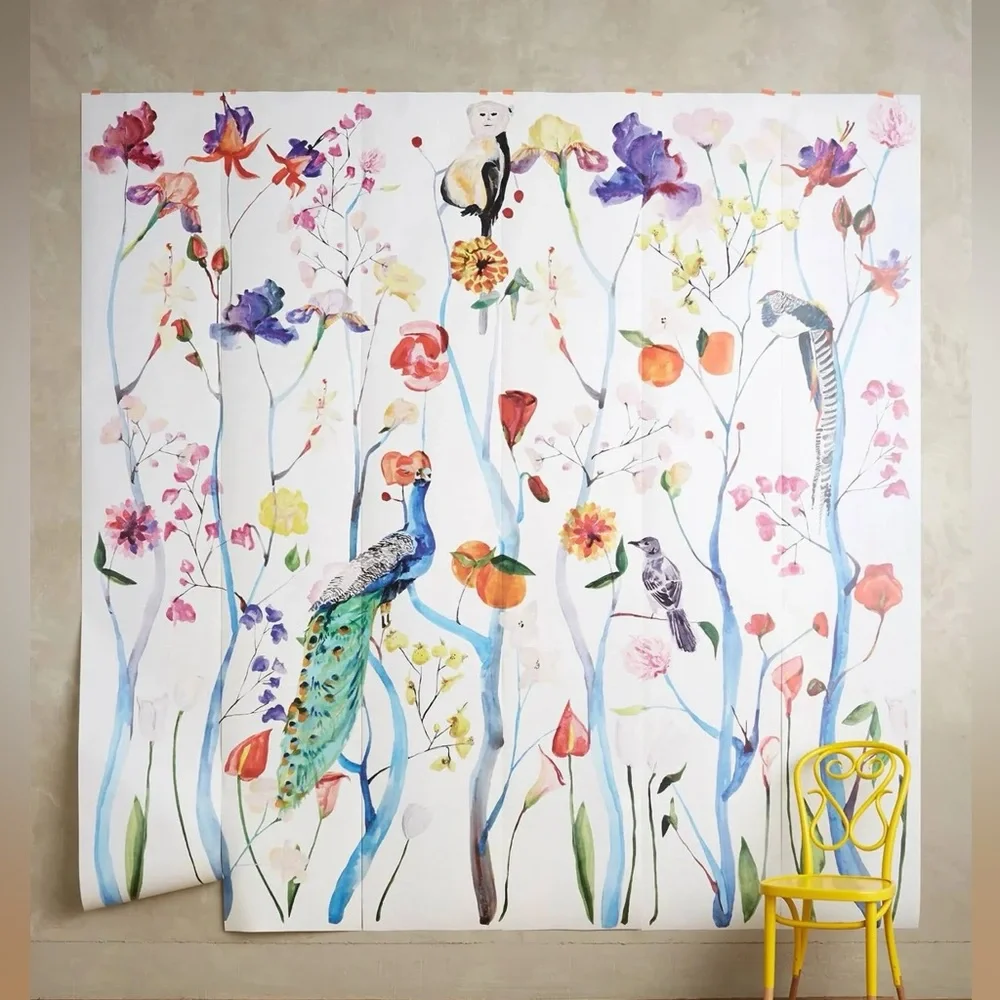 New Anthropologie Home Decor Voutsa Garden Chinoiserie Mural Wallpaper 9’x9’